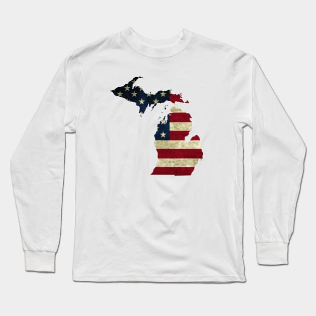 Michigan T Shirt Long Sleeve T-Shirt by Dale Preston Design